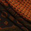 Sanskriti Vintage Sarees Indian Brown Pure Cotton Printed Sari 5+yd Craft Fabric