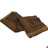 Sanskriti Vintage Sarees Indian Brown Pure Cotton Printed Sari 5+yd Craft Fabric