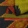 Sanskriti Vintage Sarees Green Pure Cotton Geometric Printed Sari 5+yd Fabric