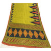Sanskriti Vintage Sarees Green Pure Cotton Geometric Printed Sari 5+yd Fabric