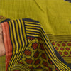 Sanskriti Vintage Sarees Green Pure Cotton Geometric Printed Sari 5+yd Fabric