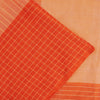 Sanskriti Vintage Sarees Orange & Peach Pure Cotton Check Lines Woven 6+yd Sari