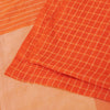 Sanskriti Vintage Sarees Orange & Peach Pure Cotton Check Lines Woven 6+yd Sari