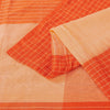 Sanskriti Vintage Sarees Orange & Peach Pure Cotton Check Lines Woven 6+yd Sari