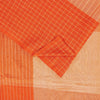 Sanskriti Vintage Sarees Orange & Peach Pure Cotton Check Lines Woven 6+yd Sari