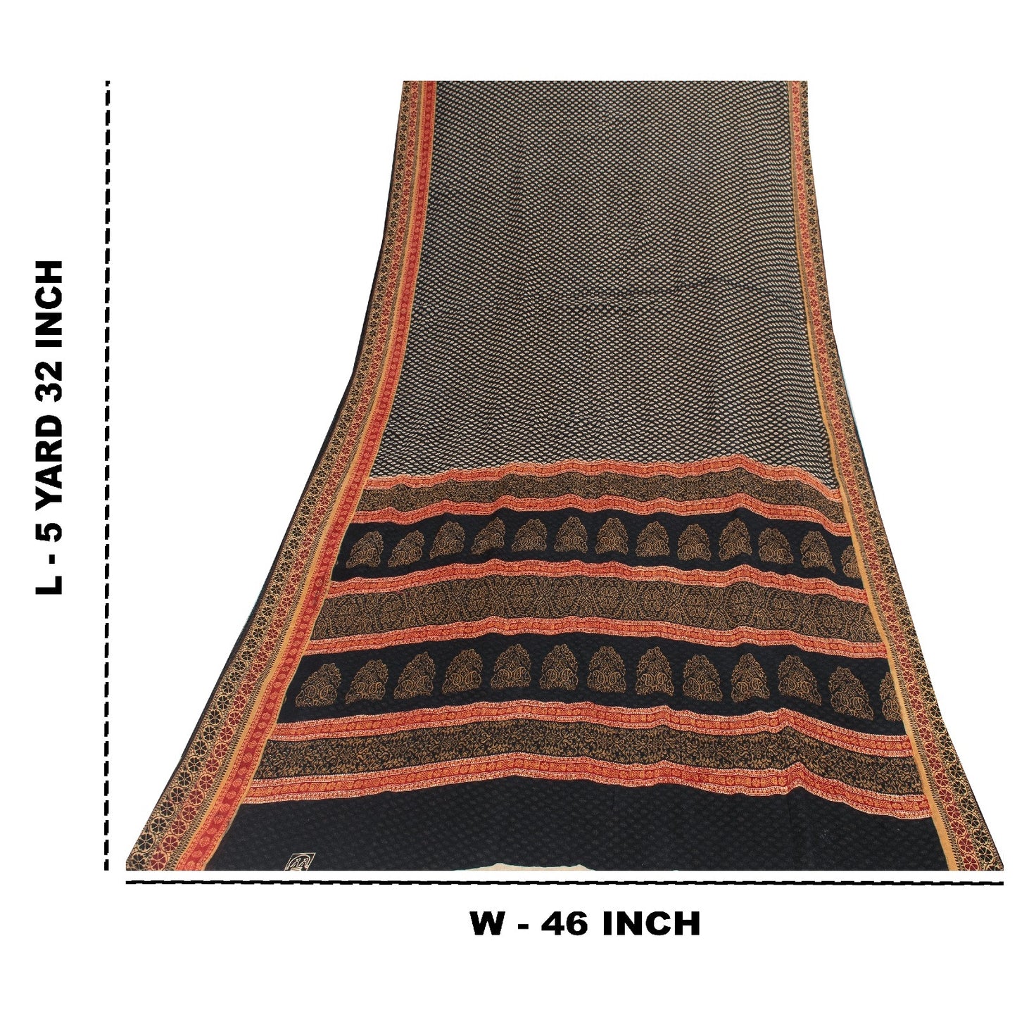 Sanskriti Vintage Sarees Black Pure Cotton Hand Block Floral Printed 5+yd Sari