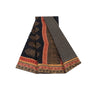 Sanskriti Vintage Sarees Black Pure Cotton Hand Block Floral Printed 5+yd Sari