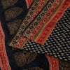 Sanskriti Vintage Sarees Black Pure Cotton Hand Block Floral Printed 5+yd Sari