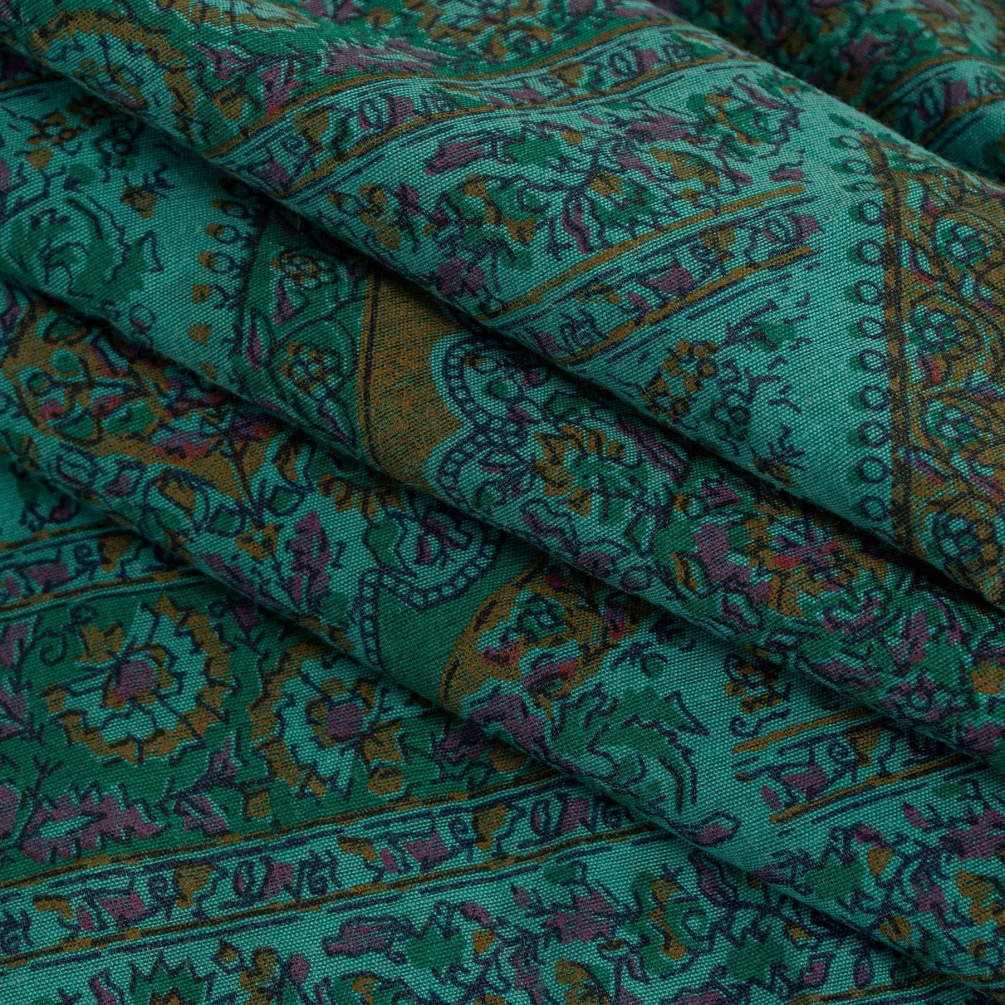 Sanskriti Vintage Sarees Pure Cotton Blue Floral Printed 5+yd Sari Craft Fabric