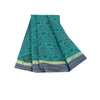 Sanskriti Vintage Sarees Pure Cotton Blue Floral Printed 5+yd Sari Craft Fabric