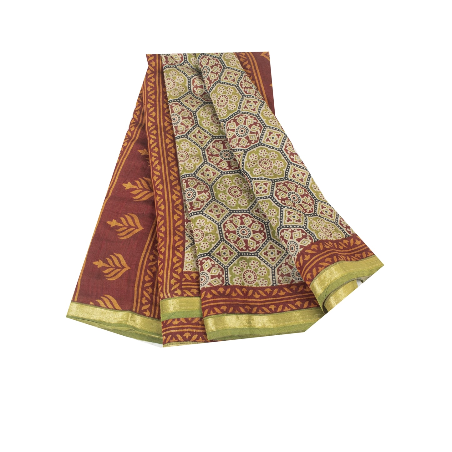 Sanskriti Vintage Sarees Multi 100% Pure Cotton Floral Print 6YD Recycled Sari