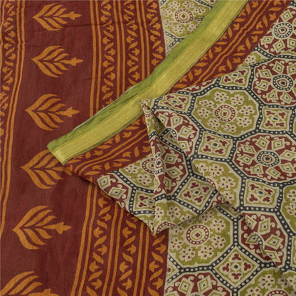 Sanskriti Vintage Sarees Multi 100% Pure Cotton Floral Print 6YD Recycled Sari