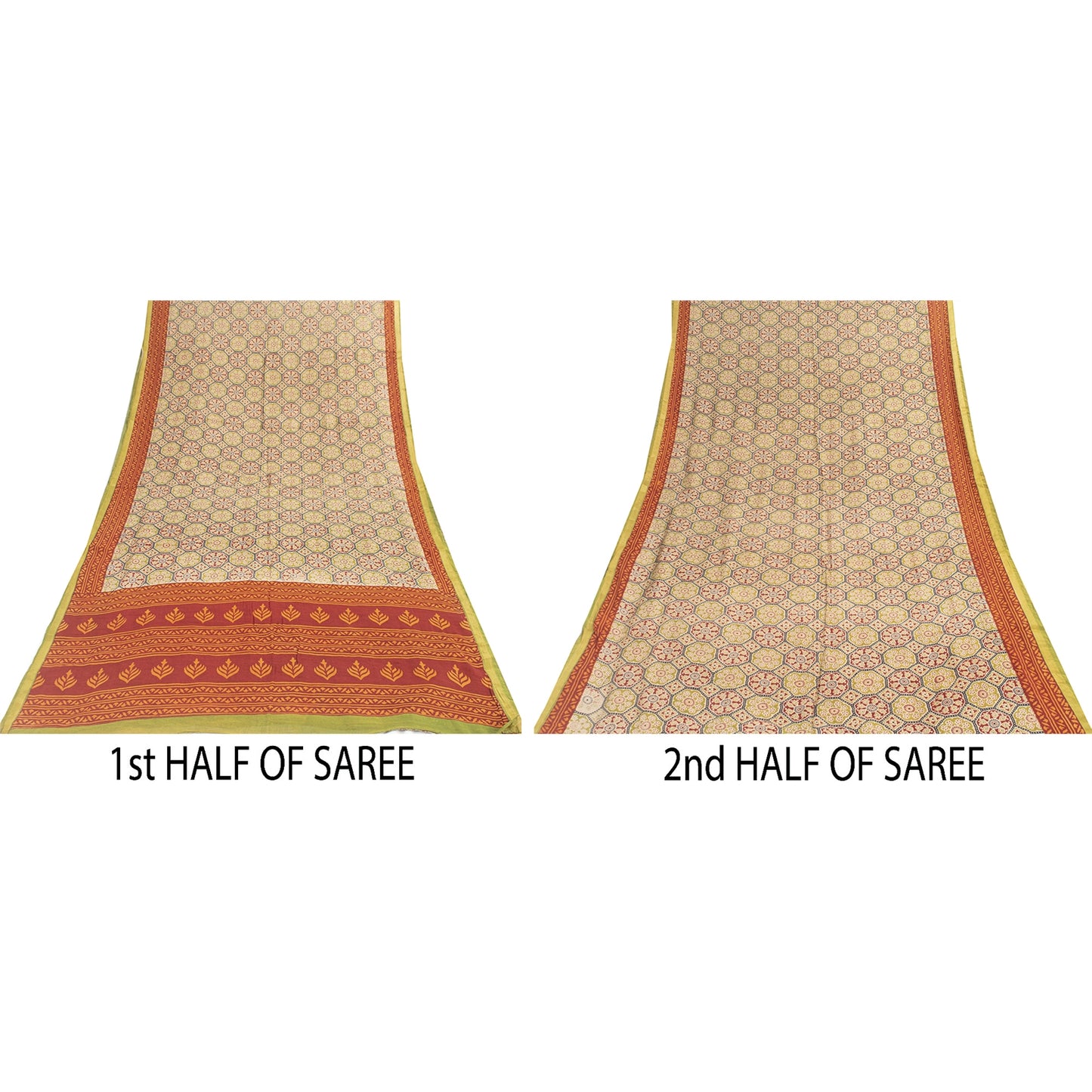 Sanskriti Vintage Sarees Multi 100% Pure Cotton Floral Print 6YD Recycled Sari