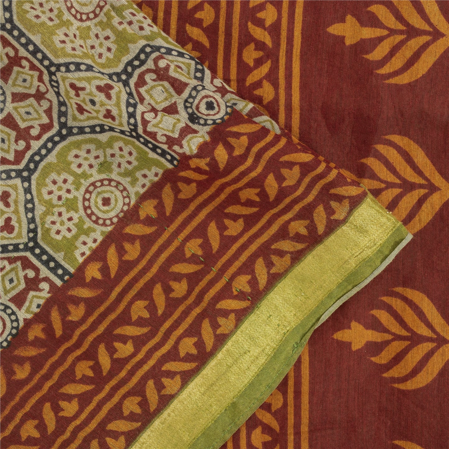 Sanskriti Vintage Sarees Multi 100% Pure Cotton Floral Print 6YD Recycled Sari