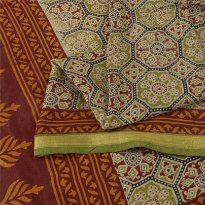 Sanskriti Vintage Sarees Multi 100% Pure Cotton Floral Print 6YD Recycled Sari