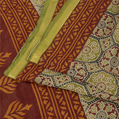 Sanskriti Vintage Sarees Multi 100% Pure Cotton Floral Print 6YD Recycled Sari