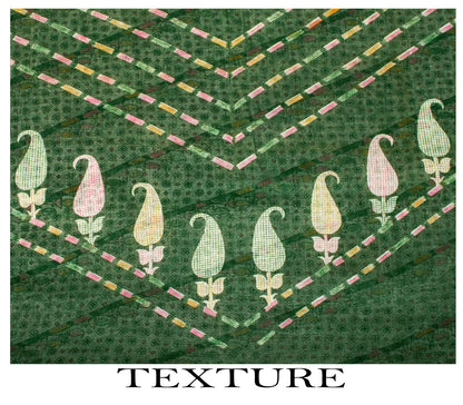 Sanskriti Vintage Saree Off-White-Green Pure Cotton Printed Sari 5.5+Yard Fabric