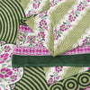 Sanskriti Vintage Sarees Green Pure Cotton FloralPrint 5+yd Sari Indian Material