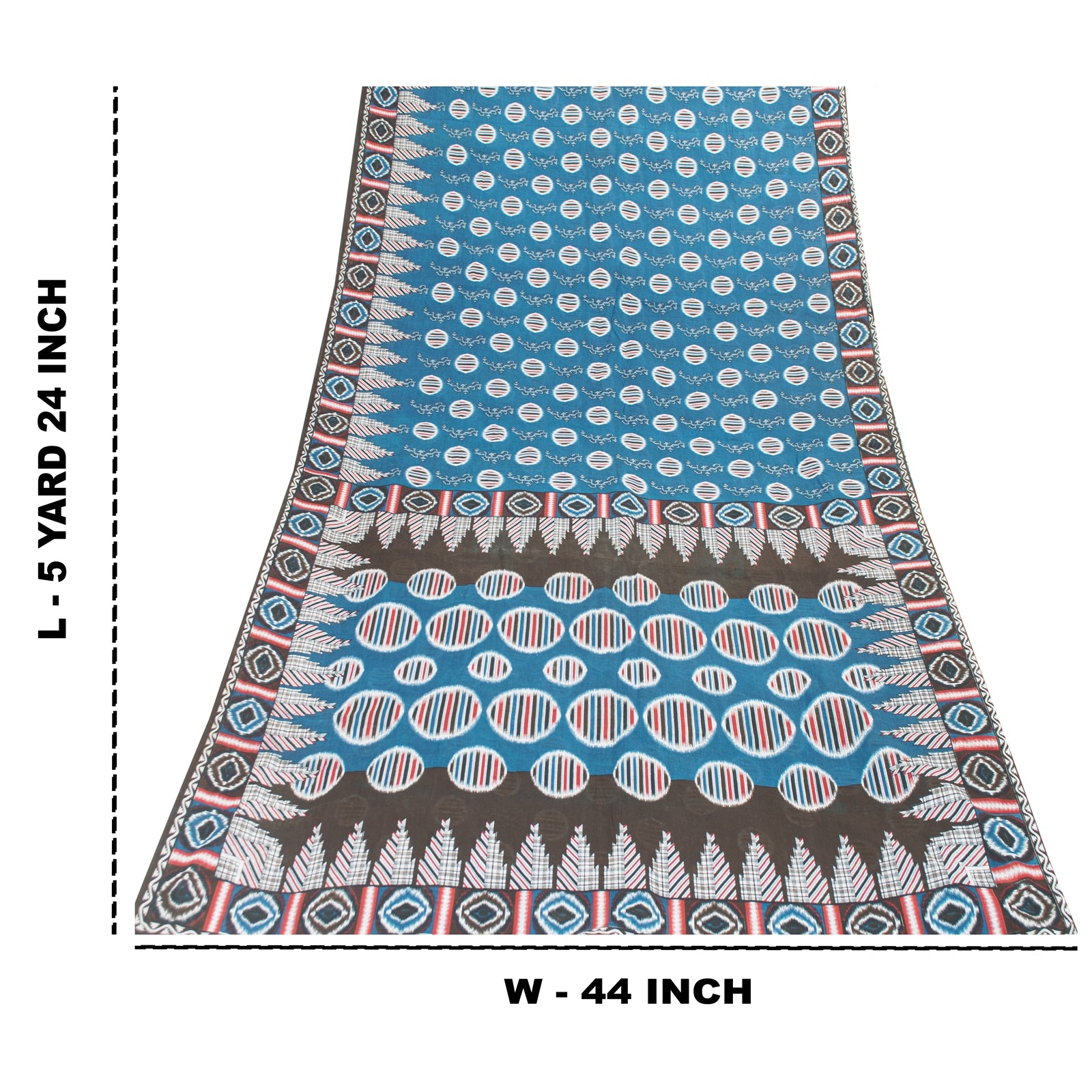 Sanskriti Vintage Saree Blue 100% Pure Cotton 5.5+Yd Saree Geometric Printed Quilting Felting ,Sewing Crafts Fabric Supplies Meterial