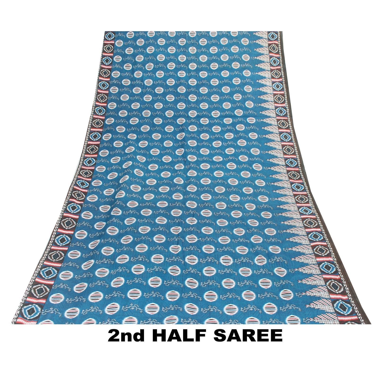 Sanskriti Vintage Saree Blue 100% Pure Cotton 5.5+Yd Saree Geometric Printed Quilting Felting ,Sewing Crafts Fabric Supplies Meterial