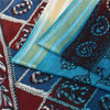 Sanskriti Vintage Sarees Blue & Ivory Pure Cotton Printed Sari 5+yd Craft Fabric