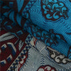 Sanskriti Vintage Sarees Blue & Ivory Pure Cotton Printed Sari 5+yd Craft Fabric