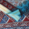 Sanskriti Vintage Sarees Blue & Ivory Pure Cotton Printed Sari 5+yd Craft Fabric