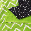 Sanskriti Vintage Sarees Black & Green Pure Cotton Print Sari 6+yd Craft Fabric