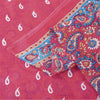 Sanskriti Vintage Sarees Pink Pure Cotton Paisely Printed Sari 6+yd Craft Fabric