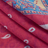 Sanskriti Vintage Sarees Pink Pure Cotton Paisely Printed Sari 6+yd Craft Fabric