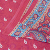 Sanskriti Vintage Sarees Pink Pure Cotton Paisely Printed Sari 6+yd Craft Fabric