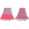 Sanskriti Vintage Sarees Pink Pure Cotton Paisely Printed Sari 6+yd Craft Fabric