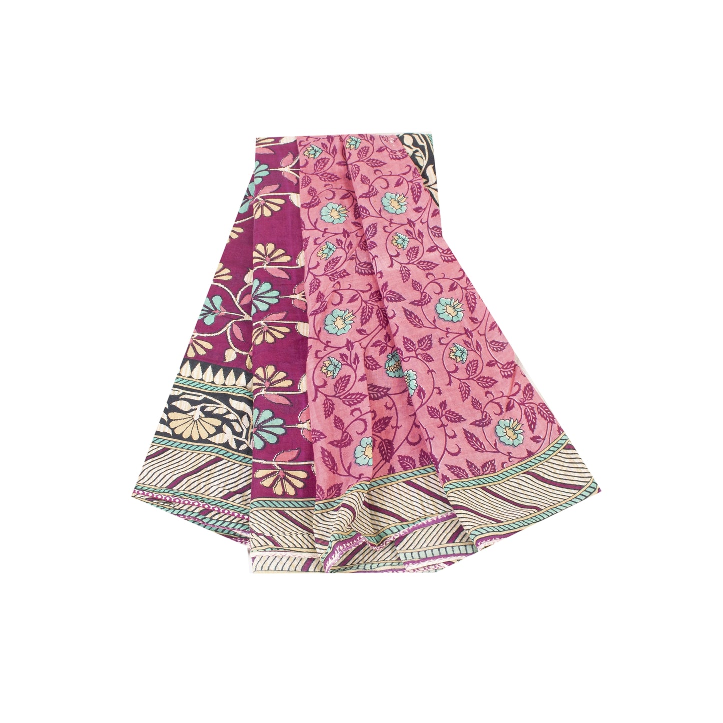 Sanskriti Vintage Sarees Indian Pink Pure Cotton Printed Sari 5+yd Craft Fabric