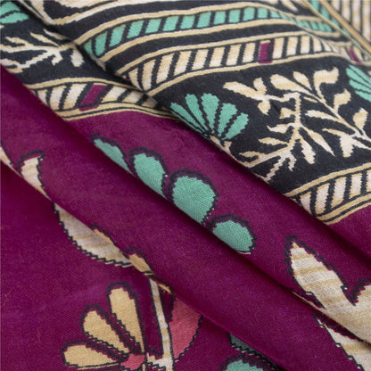 Sanskriti Vintage Sarees Indian Pink Pure Cotton Printed Sari 5+yd Craft Fabric