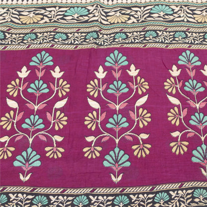 Sanskriti Vintage Sarees Indian Pink Pure Cotton Printed Sari 5+yd Craft Fabric