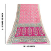 Sanskriti Vintage Sarees Indian Pink Pure Cotton Printed Sari 5+yd Craft Fabric