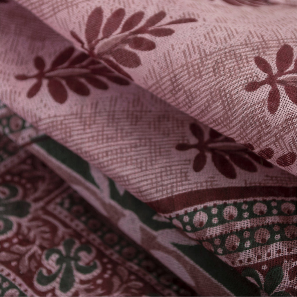 Sanskriti Vintage Sarees Indian Pink Pure Cotton Printed Sari 5+yd Craft Fabric