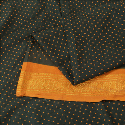 Sanskriti Vintage Sarees Green Pure Cotton Printed & Zari Woven 5+ydCraft Fabric