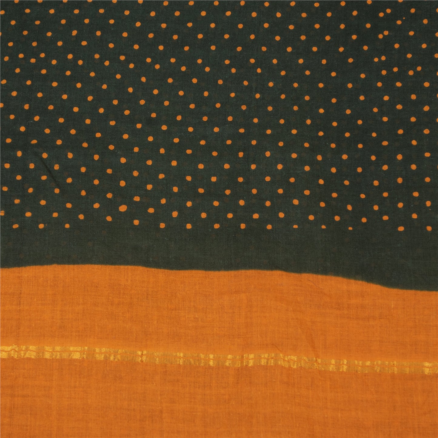 Sanskriti Vintage Sarees Green Pure Cotton Printed & Zari Woven 5+ydCraft Fabric