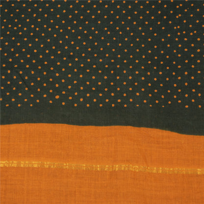 Sanskriti Vintage Sarees Green Pure Cotton Printed & Zari Woven 5+ydCraft Fabric