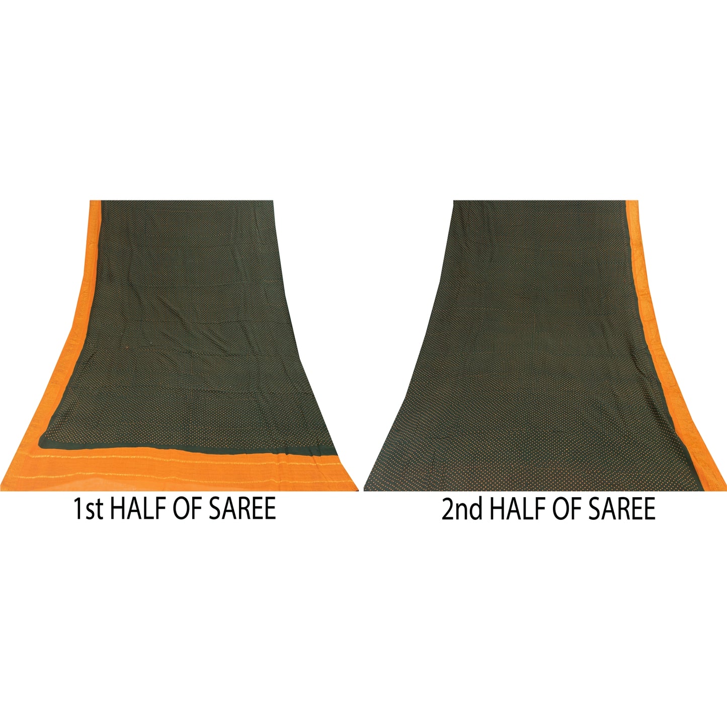 Sanskriti Vintage Sarees Green Pure Cotton Printed & Zari Woven 5+ydCraft Fabric