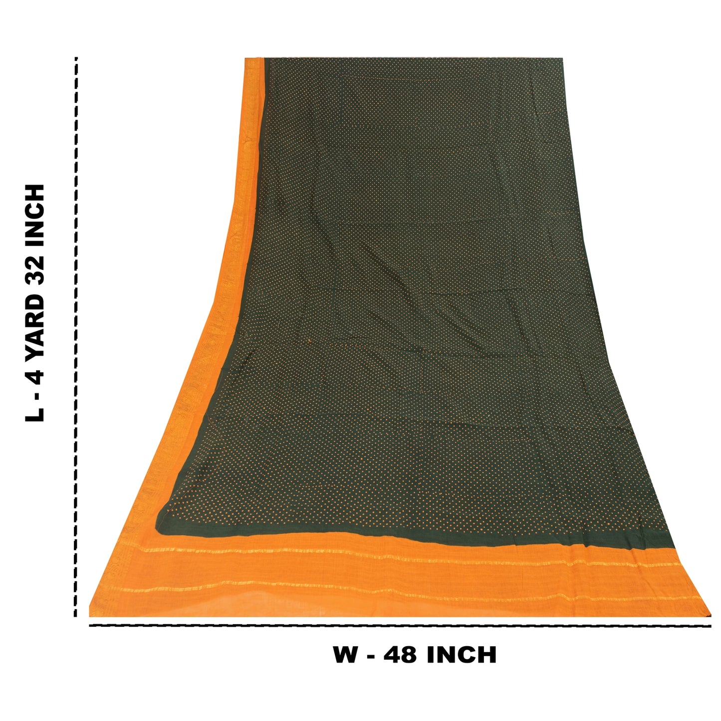 Sanskriti Vintage Sarees Green Pure Cotton Printed & Zari Woven 5+ydCraft Fabric