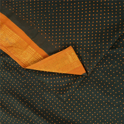 Sanskriti Vintage Sarees Green Pure Cotton Printed & Zari Woven 5+ydCraft Fabric