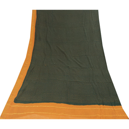Sanskriti Vintage Sarees Green Pure Cotton Printed & Zari Woven 5+ydCraft Fabric