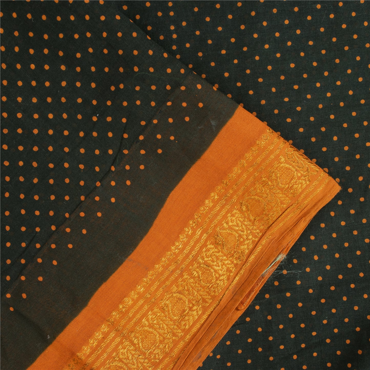 Sanskriti Vintage Sarees Green Pure Cotton Printed & Zari Woven 5+ydCraft Fabric