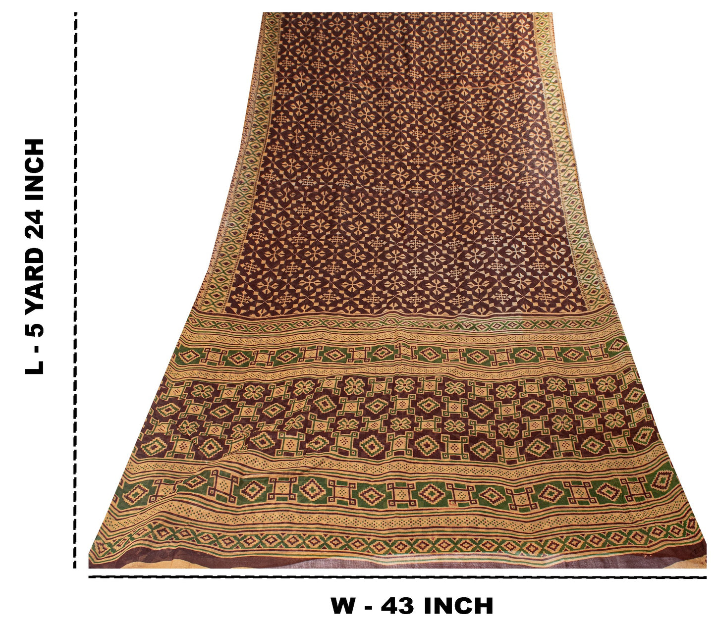 Sanskriti Vintage Sarees Dark Red Pure Cotton Patan Patola FloralPrint 5+YD Sari