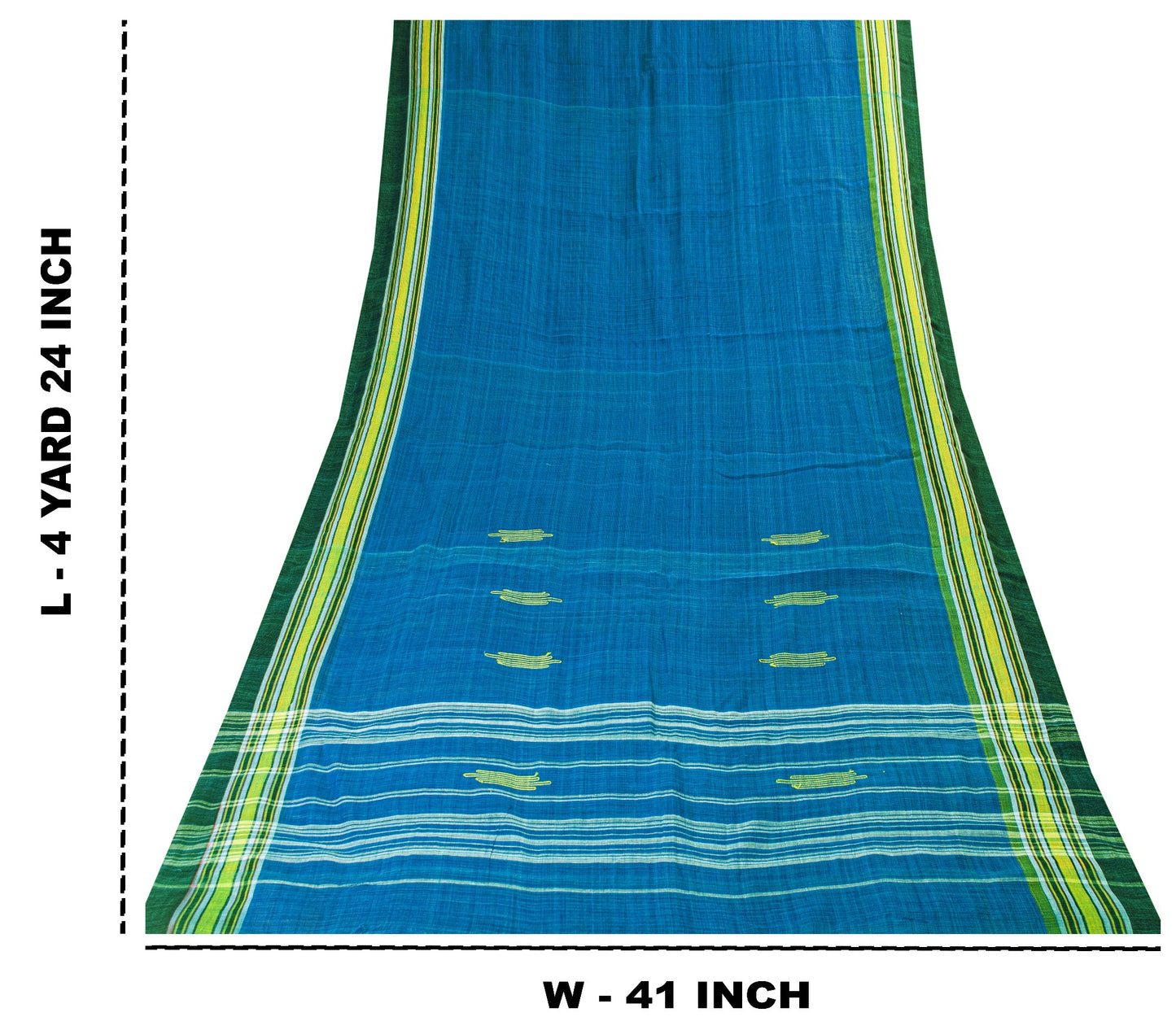 Sanskriti Vintage Sarees Blue 100% Pure Cotton Tant Hand Woven Bengali 5+YD Sari