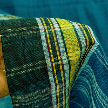 Sanskriti Vintage Sarees Blue 100% Pure Cotton Tant Hand Woven Bengali 5+YD Sari