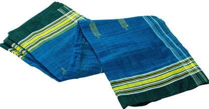 Sanskriti Vintage Sarees Blue 100% Pure Cotton Tant Hand Woven Bengali 5+YD Sari