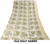 Sanskriti Vintage Sarees White Pure Cotton Floral Print 5+YD Eco-Friendly Sari
